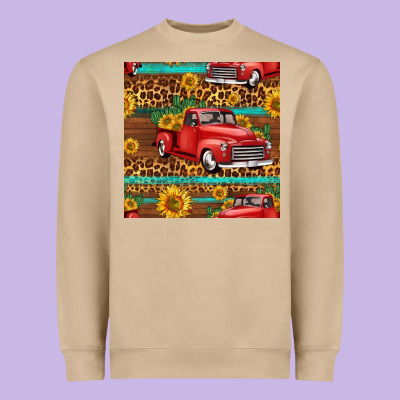Western Farm Truck Seamless Pattern Heavyweight Sweatshirt Designed By Hra Design Shop