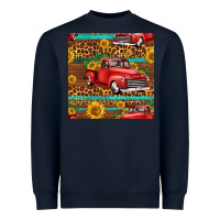 Navy western farm truck seamless pattern Heavyweight Sweatshirt - HRA Design Shop