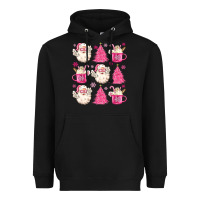 Black retro doodle pink christmas Heavyweight Hoodie - MaliasSmallBusiness