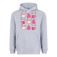 Heather Grey retro doodle pink christmas Heavyweight Hoodie - MaliasSmallBusiness