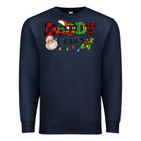 Navy Daddy Claus Santa Christmas lights and holly Premium Sweatshirt - NancyCooperArtShop