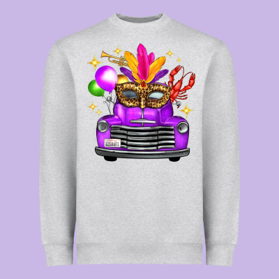 Mardi Gras Truck Leopard Mask Heavyweight Sweatshirt Designed By Fadigitalartstudio