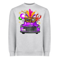 Heather Grey mardi gras truck leopard mask Heavyweight Sweatshirt - FaDigitalArtStudio