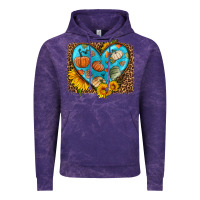 Cloud Purple fall pattern heart with leopard background Vintage Hoodie - HRA Design Shop