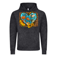 Vintage Black fall pattern heart with leopard background Vintage Hoodie - HRA Design Shop