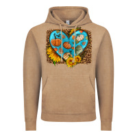 Vintage Coffee fall pattern heart with leopard background Vintage Hoodie - HRA Design Shop