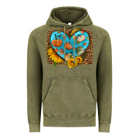 Vintage Olive fall pattern heart with leopard background Vintage Hoodie - HRA Design Shop