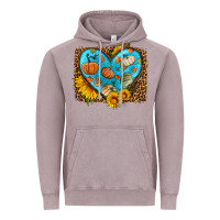 Vintage Zinc fall pattern heart with leopard background Vintage Hoodie - HRA Design Shop