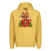 Antique Gold hot coco christmas highland cow Premium Hoodie - Jasminsmagicworld