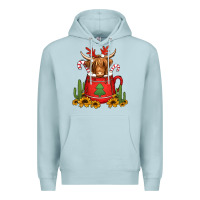 Blue Mist hot coco christmas highland cow Premium Hoodie - Jasminsmagicworld