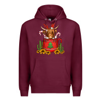 Burgundy hot coco christmas highland cow Premium Hoodie - Jasminsmagicworld