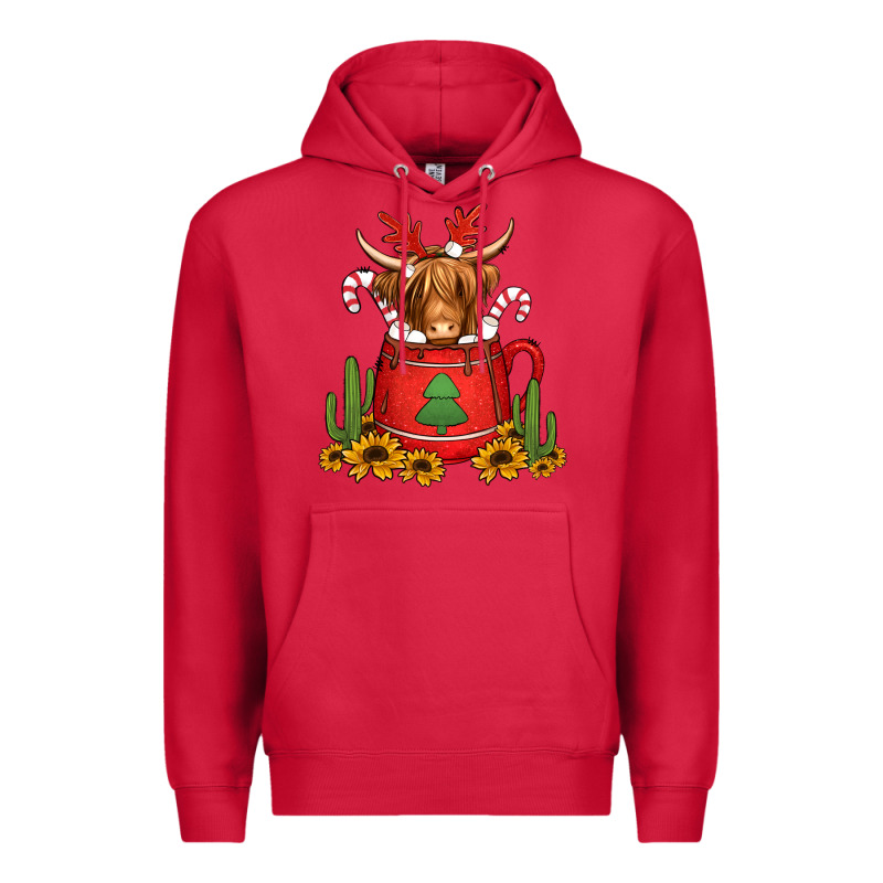 Hot Coco Christmas Highland Cow Premium Hoodie by Jasminsmagicworld | Teevron