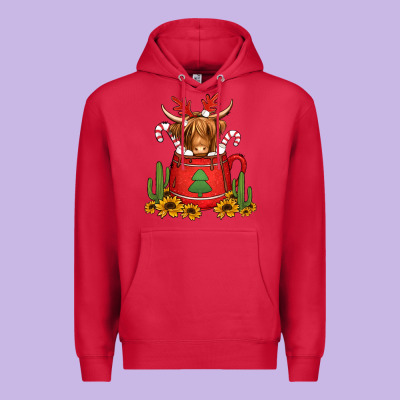 Hot Coco Christmas Highland Cow Premium Hoodie Designed By Jasminsmagicworld
