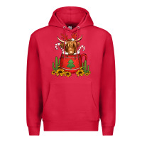 Cardinal hot coco christmas highland cow Premium Hoodie - Jasminsmagicworld