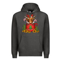 Charcoal Heather hot coco christmas highland cow Premium Hoodie - Jasminsmagicworld