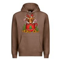 Chestnut hot coco christmas highland cow Premium Hoodie - Jasminsmagicworld