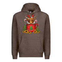 Coffee hot coco christmas highland cow Premium Hoodie - Jasminsmagicworld