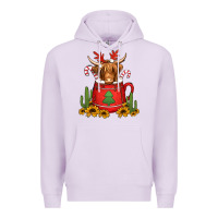 Lilac hot coco christmas highland cow Premium Hoodie - Jasminsmagicworld
