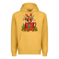 Mustard hot coco christmas highland cow Premium Hoodie - Jasminsmagicworld