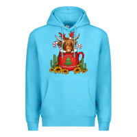 Ocean Blue hot coco christmas highland cow Premium Hoodie - Jasminsmagicworld