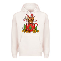 Pale Pink hot coco christmas highland cow Premium Hoodie - Jasminsmagicworld