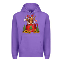 Purple hot coco christmas highland cow Premium Hoodie - Jasminsmagicworld