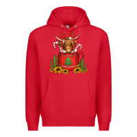 Red hot coco christmas highland cow Premium Hoodie - Jasminsmagicworld