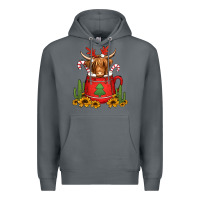 Rock hot coco christmas highland cow Premium Hoodie - Jasminsmagicworld