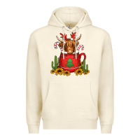 Sandshell hot coco christmas highland cow Premium Hoodie - Jasminsmagicworld