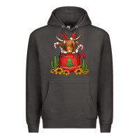 Smoke hot coco christmas highland cow Premium Hoodie - Jasminsmagicworld