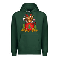 Sports Green hot coco christmas highland cow Premium Hoodie - Jasminsmagicworld