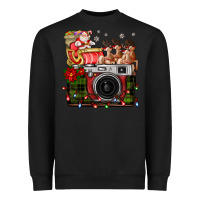 Black Christmas Santa Vintage Camera Heavyweight Sweatshirt - FaDigitalArtStudio