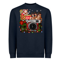 Navy Christmas Santa Vintage Camera Heavyweight Sweatshirt - FaDigitalArtStudio