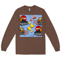 Chestnut bulldozer seamles pattern Long Sleeve Tee - BundleAndBundleShop