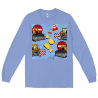 Colony Blue bulldozer seamles pattern Long Sleeve Tee - BundleAndBundleShop