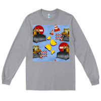 Heather Grey bulldozer seamles pattern Long Sleeve Tee - BundleAndBundleShop