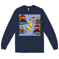 Navy bulldozer seamles pattern Long Sleeve Tee - BundleAndBundleShop
