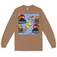 Toasted Coconut bulldozer seamles pattern Long Sleeve Tee - BundleAndBundleShop