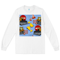 White bulldozer seamles pattern Long Sleeve Tee - BundleAndBundleShop