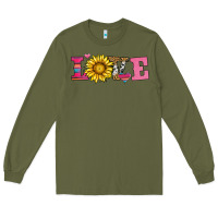 Army Green love sunflower valentines day Long Sleeve Tee - AdoDesignShop