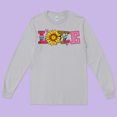 Love Sunflower Valentines Day Long Sleeve Tee Designed By Adodesignshop