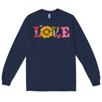 Navy love sunflower valentines day Long Sleeve Tee - AdoDesignShop