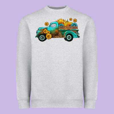 Farm Truck With Sunflower Heavyweight Sweatshirt Designed By Hra Design Shop