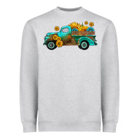 Heather Grey farm truck with sunflower Heavyweight Sweatshirt - HRA Design Shop