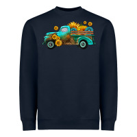 Navy farm truck with sunflower Heavyweight Sweatshirt - HRA Design Shop