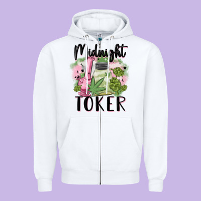 Midnight Toker Zipper Hoodie Designed By Maliassmallbusiness