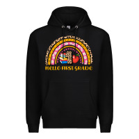Black back to school rainbow hello first grade Premium Hoodie - AdoDesignShop