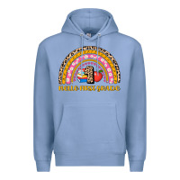 Colony Blue back to school rainbow hello first grade Premium Hoodie - AdoDesignShop