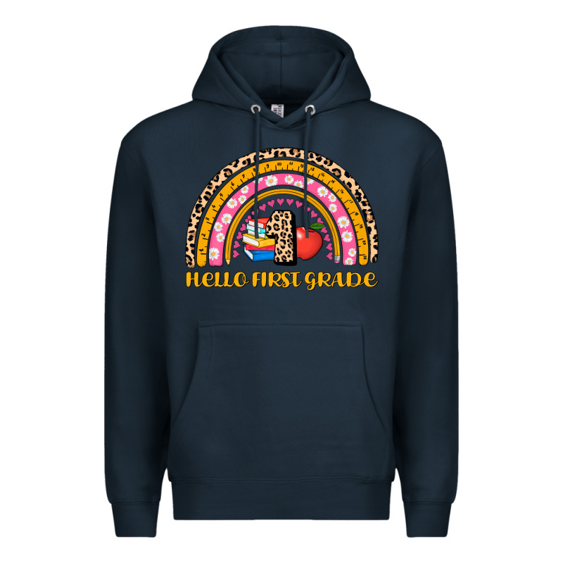 Back To School Rainbow Hello First Grade Premium Hoodie by AdoDesignShop | Teevron