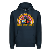 Navy back to school rainbow hello first grade Premium Hoodie - AdoDesignShop